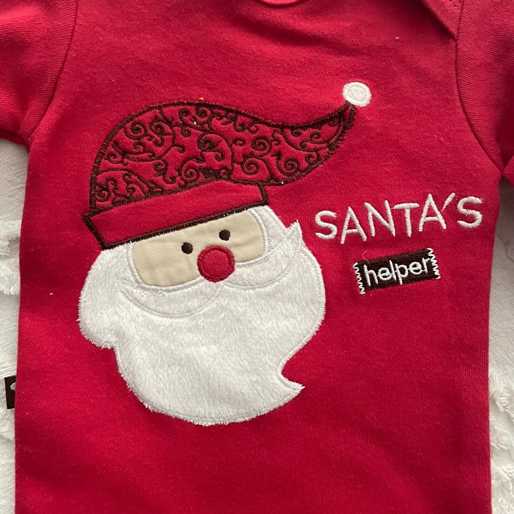 New Little Kids, Baby Red Christmas Santa Onesie, Size 0-3 Months